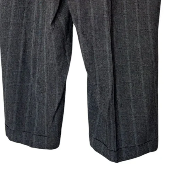 Lane Bryant Tweed Slacks Pants Gray with Teal Detail Cuffs See Measurements - Picture 2 of 8